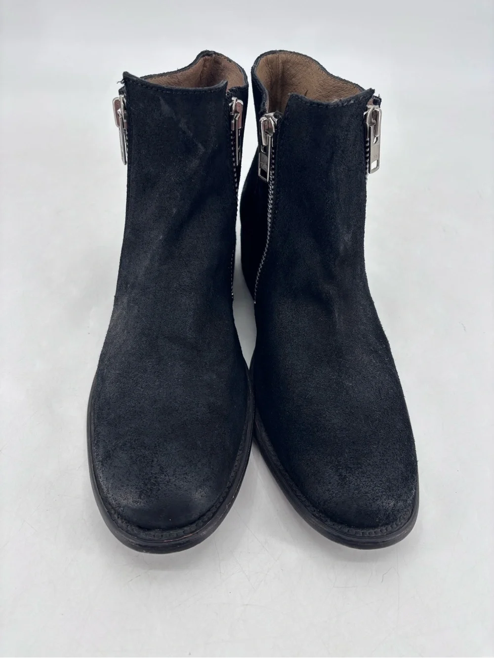 Dolce Vita J.D. Fisk Genuine Suede Leather Hipster Zippered Moto Ankle Boots